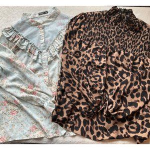 Shein bundle of 2 tops cottage and animal print size 2XL Long sleeve